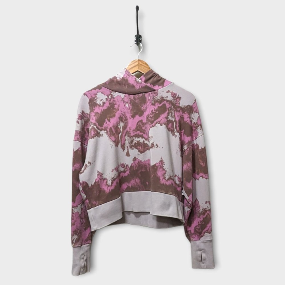 JOYLAB Tie Dye Womens Hooded Crop Sweatshirt With Fingerholes Loungewear